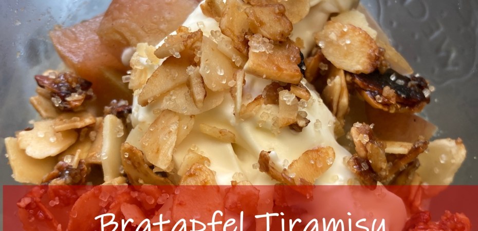 Bratapfel Tiramisu im Weckglas ohne Ei und mit Mandelkrokant